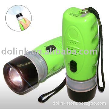 Crank Dynamo LED Flashlight with Mobile Phone Charger
